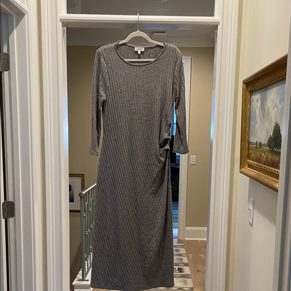 Haven Well Within Gray Ribbed Knit Dress(bw)